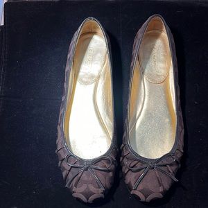 Coach brown signature, print fabric, ballet flats